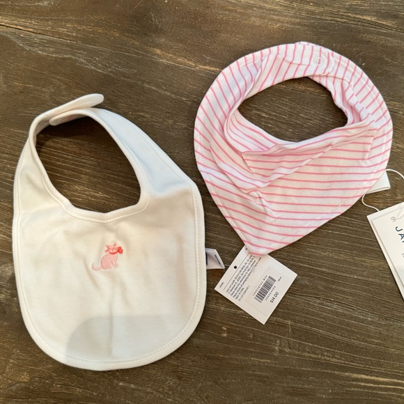 NWT Janie and Jack Baby Girl Set of Bibs (2) Embroidered Baby Gift Baby Shower - Picture 1 of 2